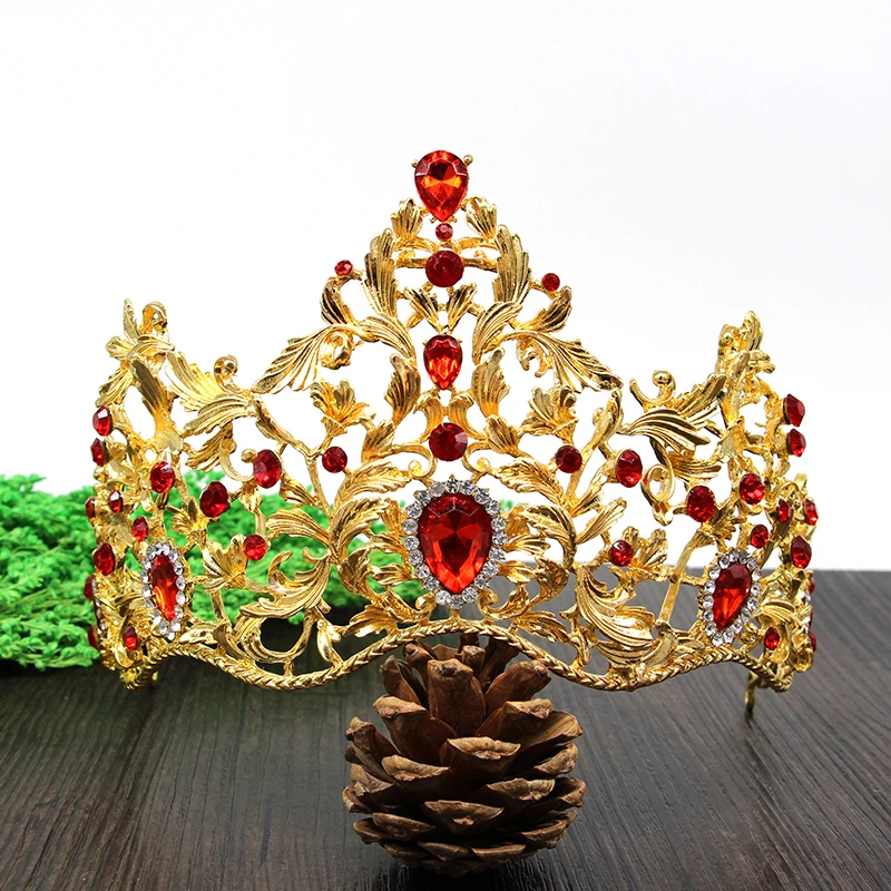 HIMSTORY Европейский ретро золотой ветивер Ирисы свадебная корона для волос, зеленые Стразы для невесты пышные диадемы