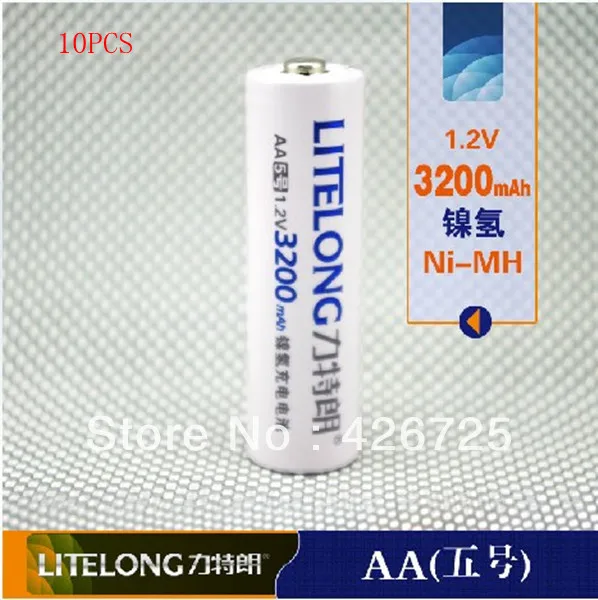 Супер aa 1,2 v 3200 mah Ni-MH аккумуляторная батарея(10 шт./лот) 5 лет гарантии