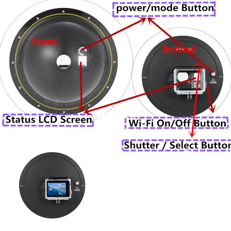 Anordsem 6 ''аксессуары для GoPro 3 lcd BacPac внешний экран дисплей+ Водонепроницаемый Корпус чехол купол для Go Pro Hero 4 3+ крепление