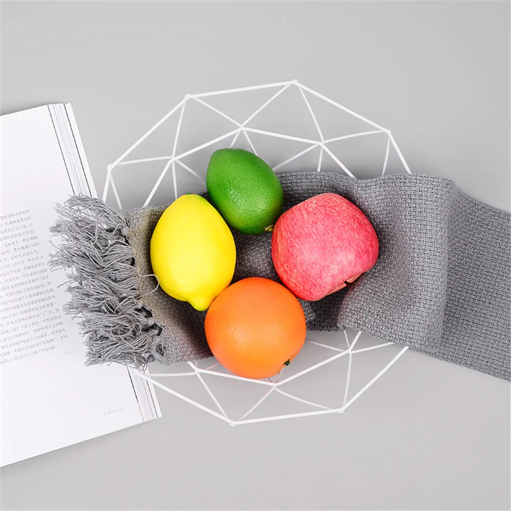 

Creative Fruit Snacks Candy Basket Desktop Bedroom Kitchen Fruit Basket Decorations European iron Hollow Black Storage Basket