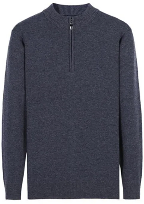 Коза, кашемир, вязанный Мужской умный Повседневный пуловер с воротником на молнии, однотонный цвет S-3XL розничная оптом - Цвет: grey
