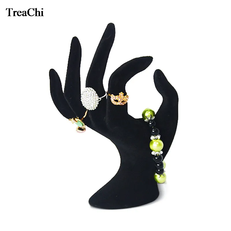 dropshipping Lady OK Shaped Hand Jewelry Display Rack Black Velvet Hand