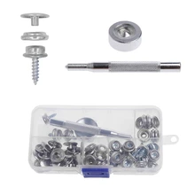 62 Pcs Stainless Steel Boat Marine Canvas Fabric Snap Cover Button Socket Kit