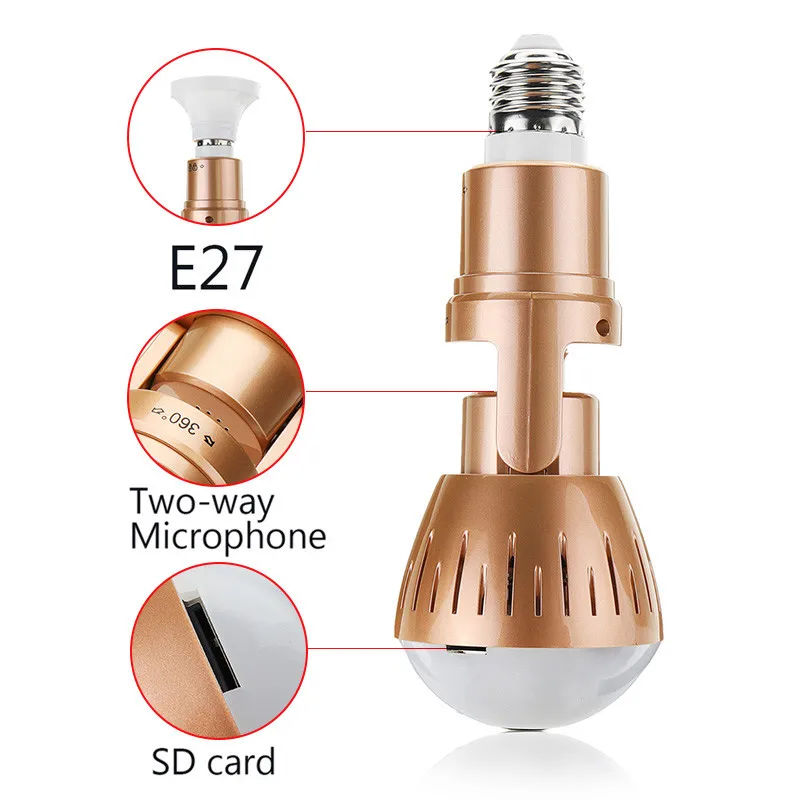 

Smuxi WiFi E27 960P Monitor Night Camera Light Bulb 130 Million Pixels LED Light Bulb Camera Smart Security