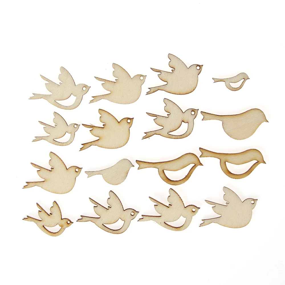 

50PCS/Set New Mixed Birds Shape Wooden Craft Scrapbooking Handmade Slices Decoration Embellishments DIY Art Crafts