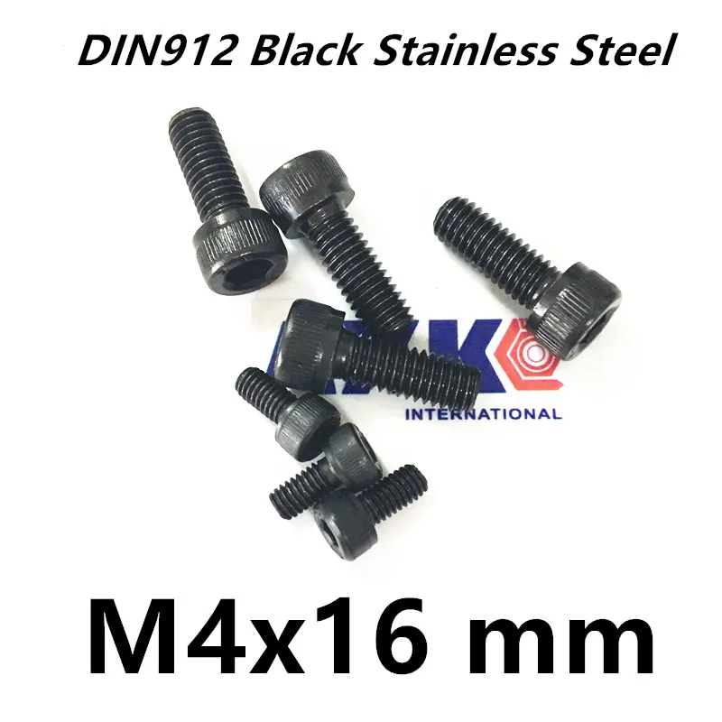 Free Shipping 100pcs/Lot Metric Thread DIN912 M4x16 mm M4*16 mm Black