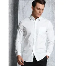 Hot sale new autumn men’s shirts single-breasted pure color long sleeve shirt business high quality wedding the groom shirt