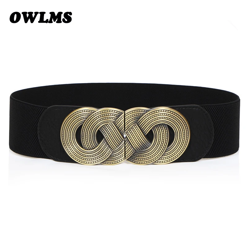 

Free shipping new popular european popular female vintage waist band elastic cummerbund wide bow belt buckle trench strap women