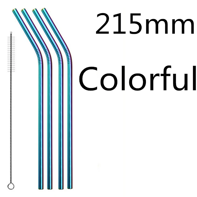 4/8 шт. Многоразовые соломинкой Высокое качество 304 Нержавеющая сталь металлическая соломинка с чистящая щетка для кружек 20/30 унций - Цвет: Colorful 215