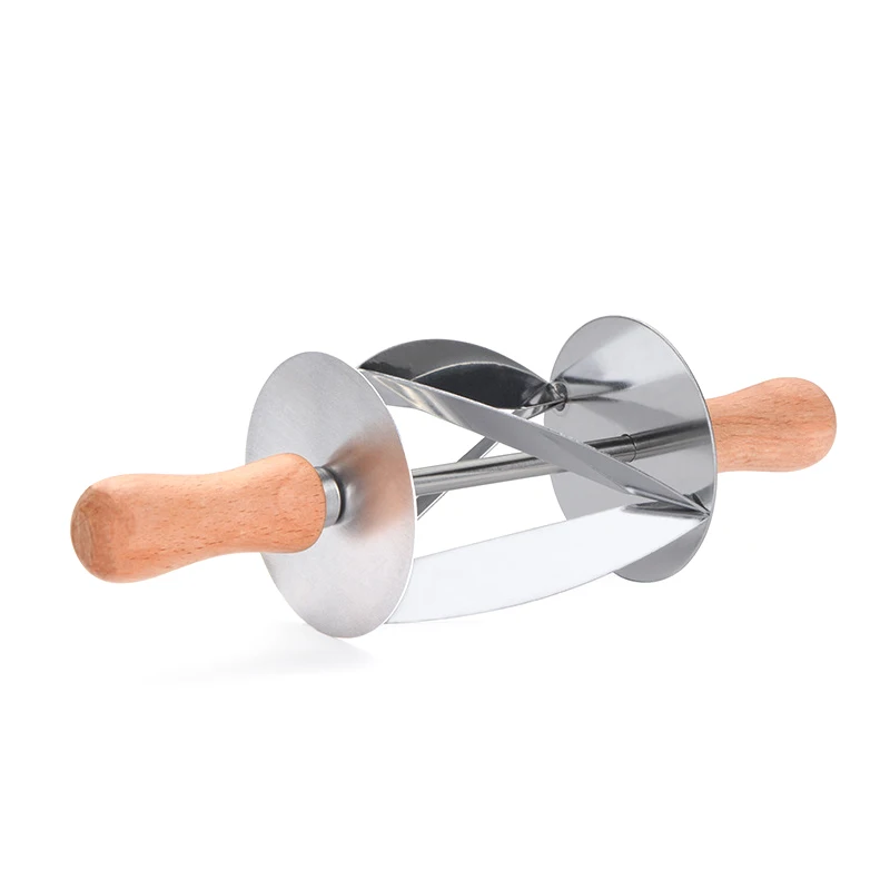 

Stainless Steel Rolling Cutter Wooden Handle baking Kitchen Knife for Making Croissant Bread Wheel Dough Pastry Knife