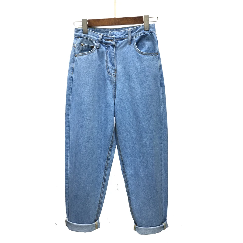 Women Casual Jeans High Waist Ankle Length Jeans Vintage Dark blue / Light blue / Black Mom Jeans 0124-69