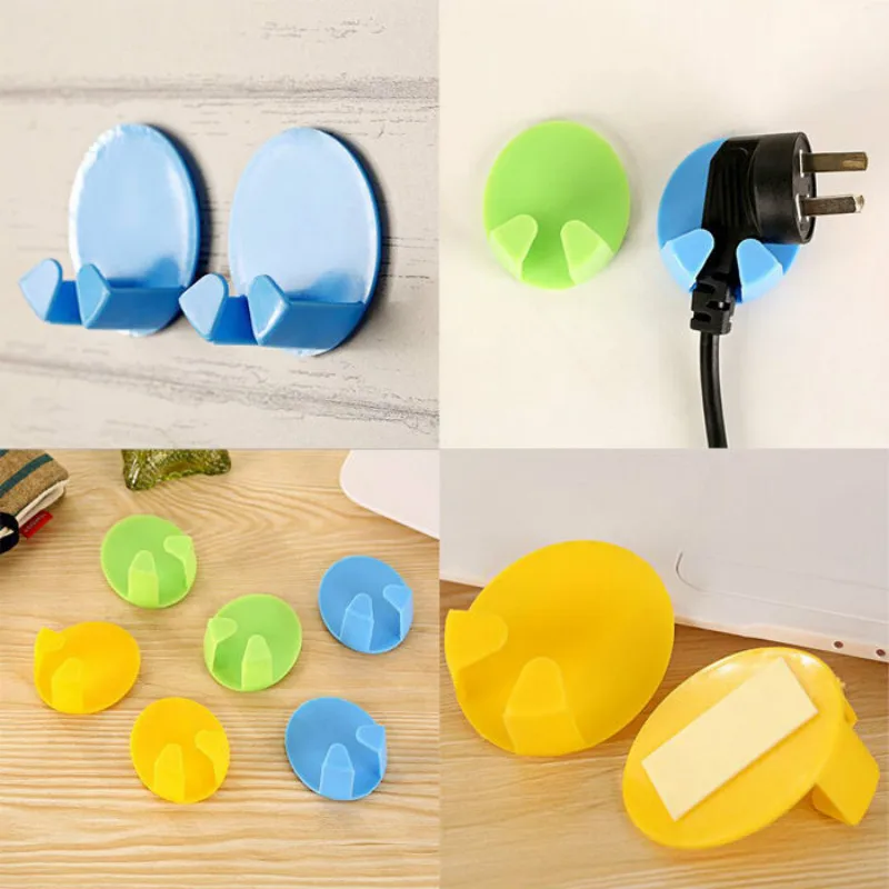Pretty Plastic Power Wire Socket Storage Hooks Rails Wall Hanging Self