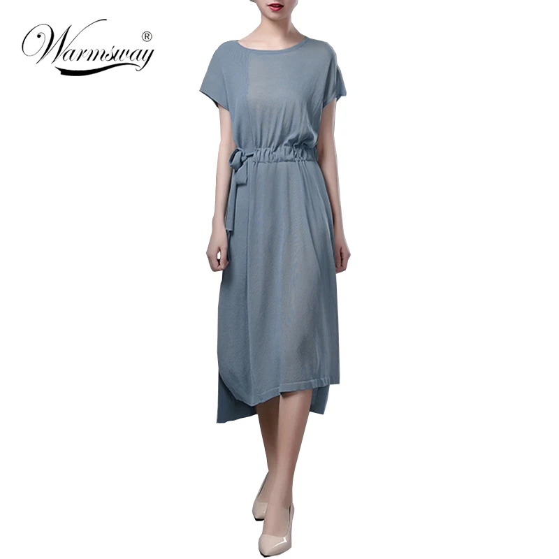 New Summer Women Elegant Loose Dress Split Sexy Bandage Bodycon Dress Short Sleeve Casual Dresses Sundress Femme C-197