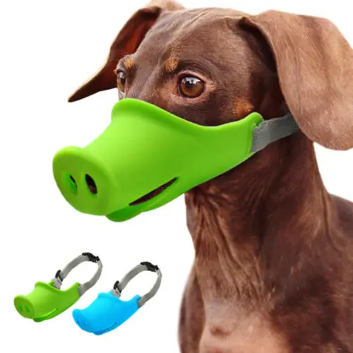 

1pc Silicone Adjustable Pig Shape Mouth Muzzle For Dog Training Bark Bite Chew Control Pet Products Dog Supplies New