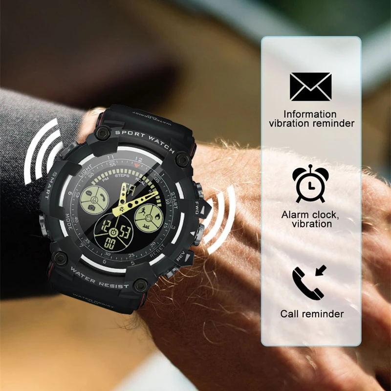 

SYNOKE Men Outdoor Fishing Mountaineering Multi-functional Smart reminder step counter remote self-timer call reminder Army 5003