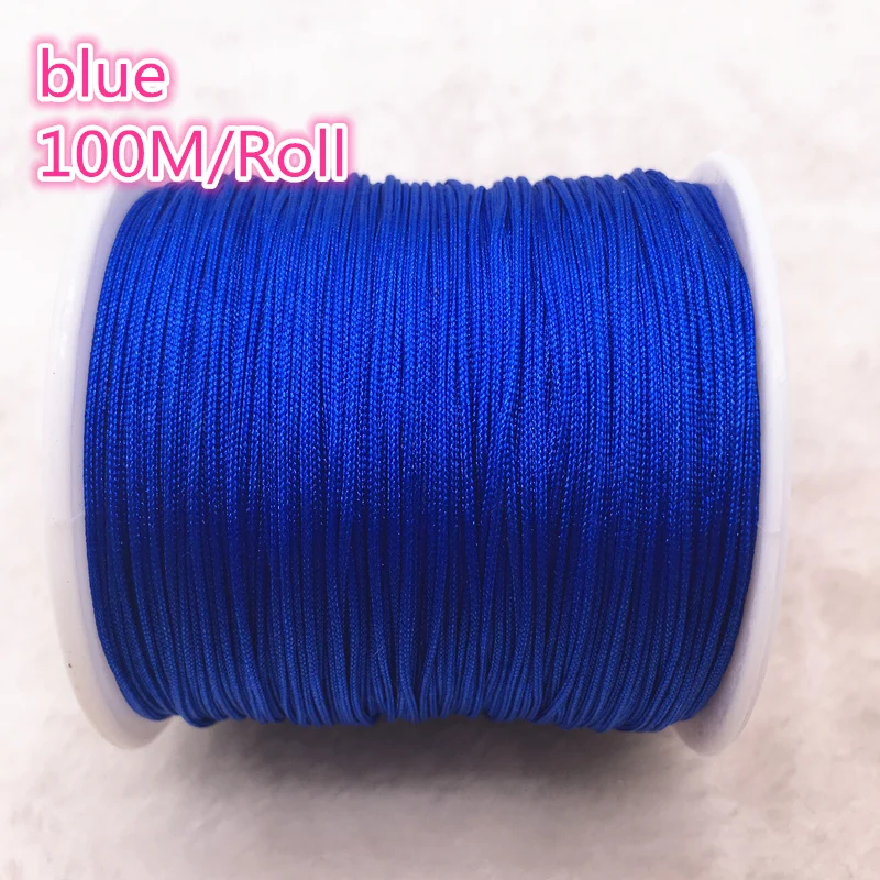 

100M/Roll 0.8mm BLUE Nylon Cord Thread Chinese Knot Macrame Cord Bracelet Braided String DIY Beading Thread #00H