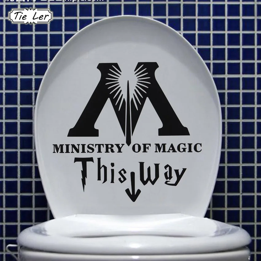 1PC Art Design Ministry of Magic Bathroom Wall Sticker Home Toilet Decal DIY Funny Harry Potter Parody Rest Room Wall Decals