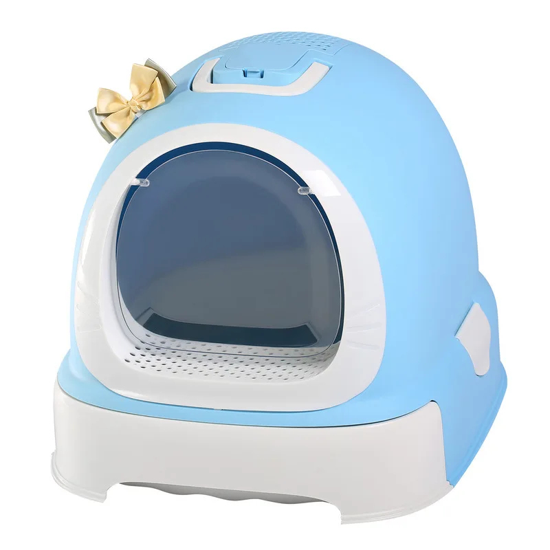 

Large Space Cat Litter Tray Portable Hooded Cats Toilet Box Easy Clean Plastic Litter Drawer with Shovel Holder with Handle