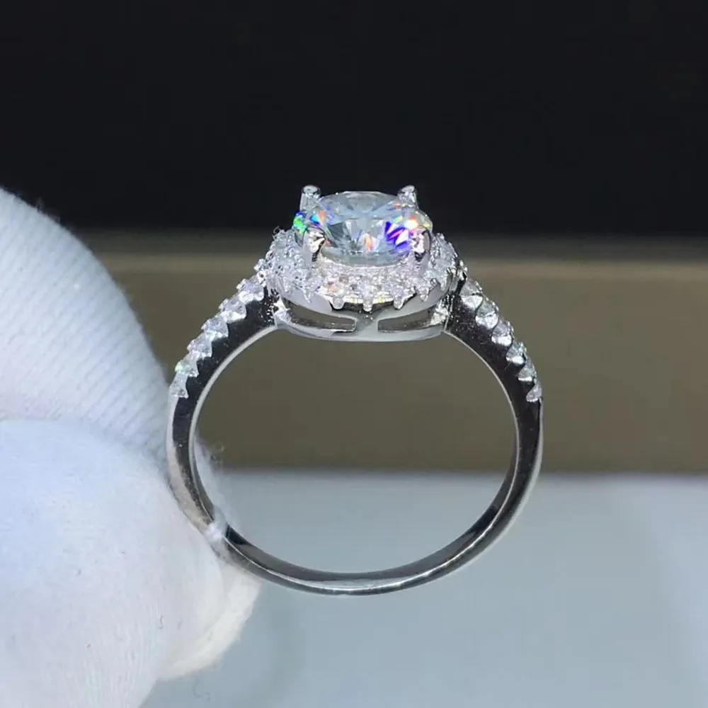 1ct карат муассанит D Цвет VVS1 ясность классические обручальные кольца для женщин 925 пробы серебро Платиновое Покрытие женские кольца
