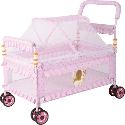 Crib Simple Compact Portable Baby Bed Cloth Hand Push Bed Lathe