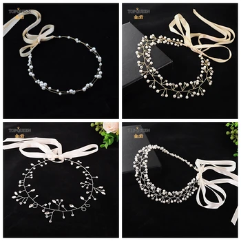 

TOPQUEEN bridal accessories 2019 Low Discount pearl bridal headband Wedding Hair Accessories Simulated Pearl Headbands for Bride