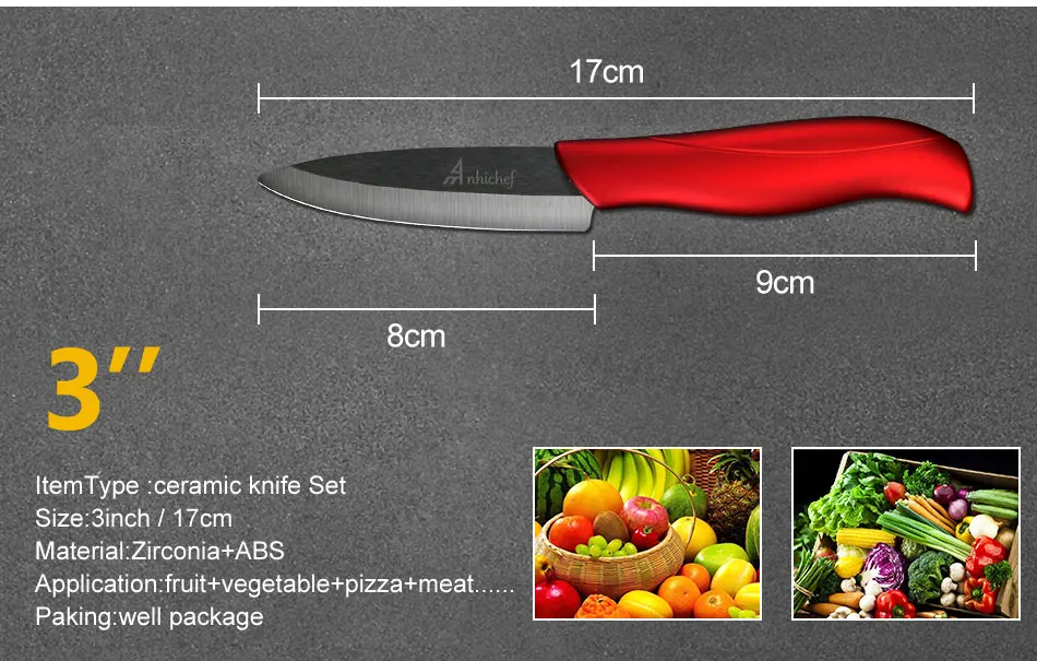 Anhichef, керамический кухонный нож, черное лезвие, нож для очистки овощей, нож для нарезки+ Овощечистка, кухонные ножи, набор инструментов для приготовления пищи