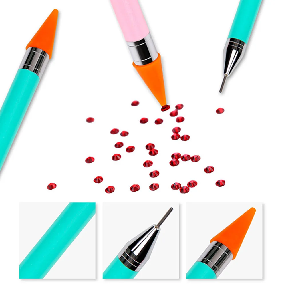 Аппликатор для стразов инструмент для точечного нанесения маникюра с дополнительной вощеной головкой двухсторонний DIY инструмент для дизайна ногтей ручка для ногтей с акриловой ручкой