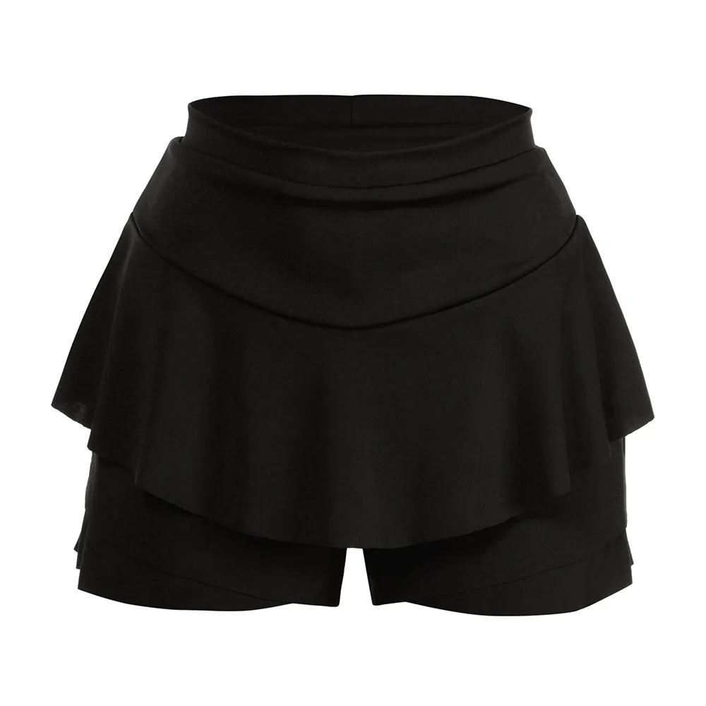 Юбка женская черная юбка многослойная гофрированная юбка-шорты с высокой талией Мини юбки шорты faldas cortas-30 7,3