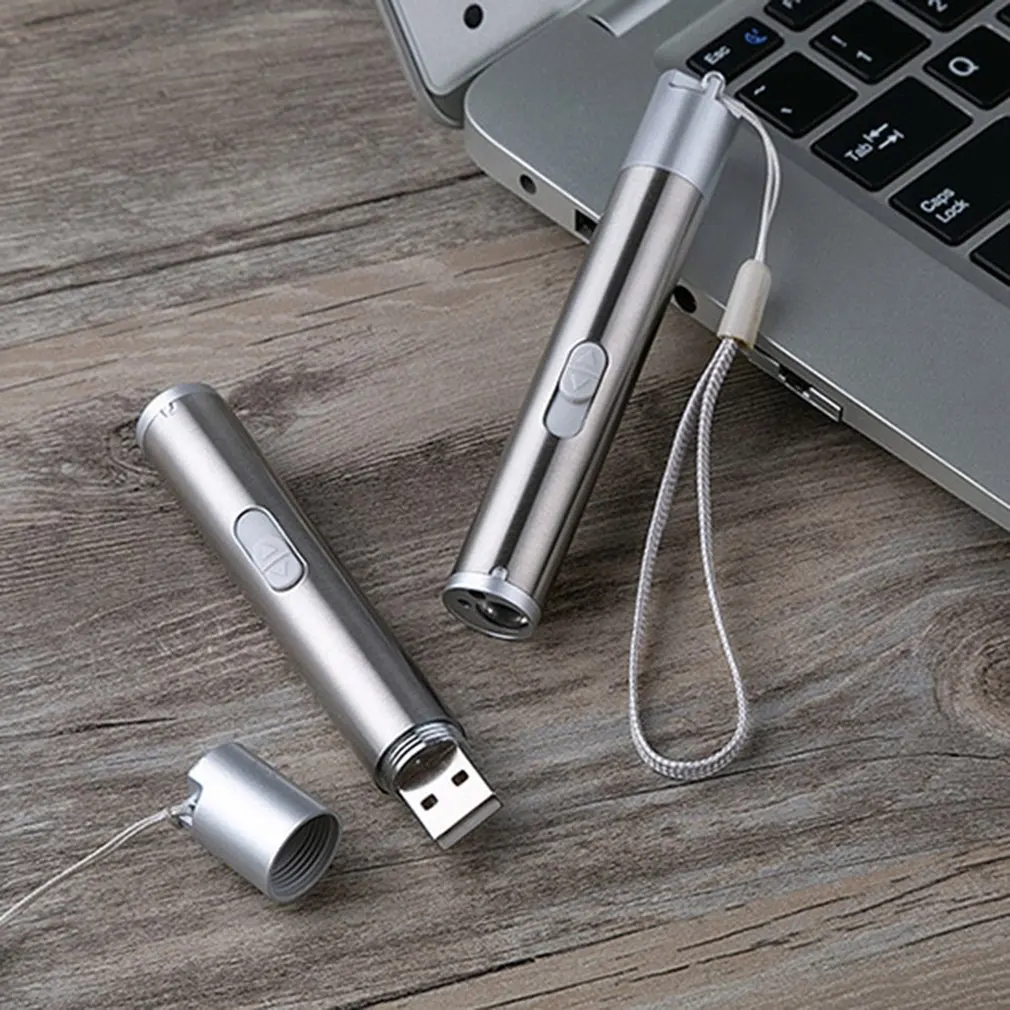 Usb зарядка кошка палка Лазерная Игрушка фиолетовый свет поддельный свет; мини-фонарик Портативный Открытый Съемный ремешок дизайн
