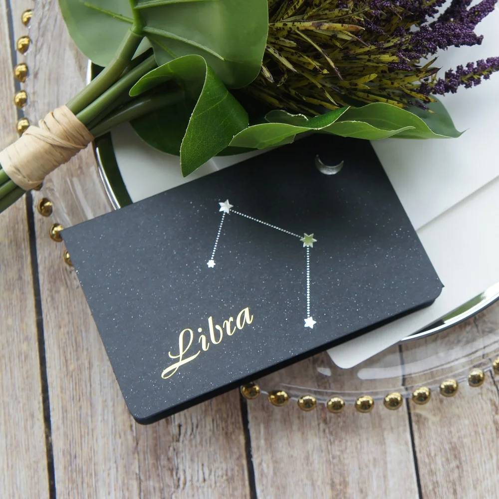 

12pcs gold zodiac fold Card Libra style with envelope as greeting card wedding birthday party invitation DIY Decor gift card