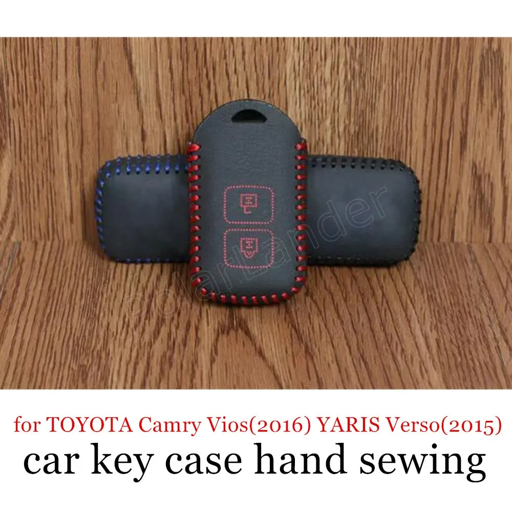 

Only Red Key Case Car Hand Sewing Leather Key Cover best price car accessory for TOYOTA Camry/Vios(2016)/YARIS/Verso(2015)