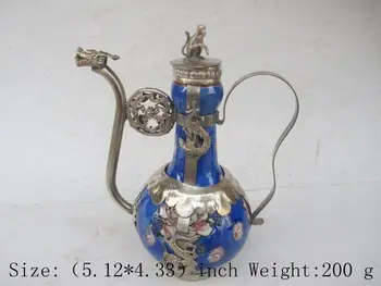 

Chinese ancient Tibet copper longfeng monkey ceramic teapot