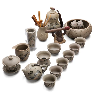 

Taiwan Old rock mud Stoneware Ceramics Gaiwan Simple Household Kung Fu Tea Set Teapot Teacup Cover Bowl Tea Gift Box Best Gift