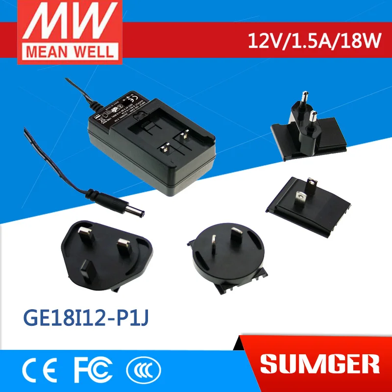 

[Freeshiping 2Pcs] MEAN WELL original GE18I12-P1J 12V 1.5A meanwell GE18I 12V 18W AC-DC Interchangeable Industrial Adaptor