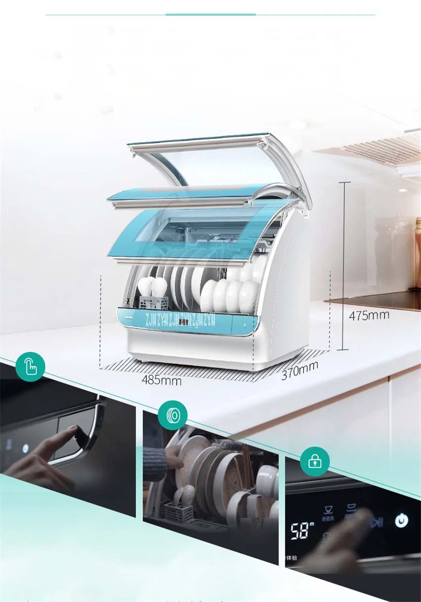 1 шт. раковины HTAW50STGGB посудомоечная машина дом полностью автоматический кисть чаша Desktop Небольшой посудомоечная машина высокая температура