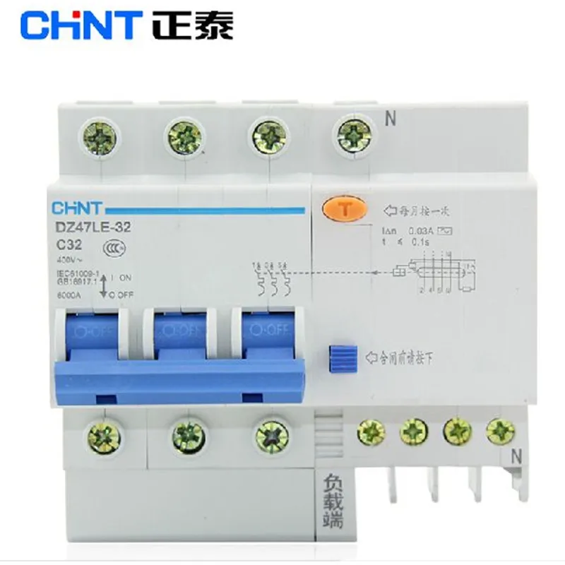 CHNT DZ47LE 3P+N 10A 16A 20A 25A 32A 40A 50A 60A Residual current Circuit breaker RCBO CHNT DZ47LE 3P+N 10A 16A 20A 25A 32A 40A 50A 60A Residual current Circuit breaker RCBO