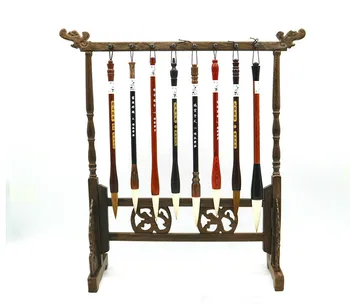 

Chinese Traditional Wenge Wood Brush Rack Brush Hanging Penholder for Calligraphy Artists Painting Supply Best Gift for Artist