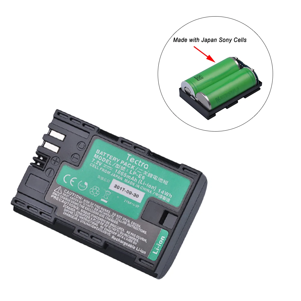 Billige Tectra 1 stücke LP E6 LP E6N Kamera Batterie für Canon EOS 5D Mark II Mark III 5DS 6D 7D 60D 60Da mit Hohe Qualität Japan SONYCells