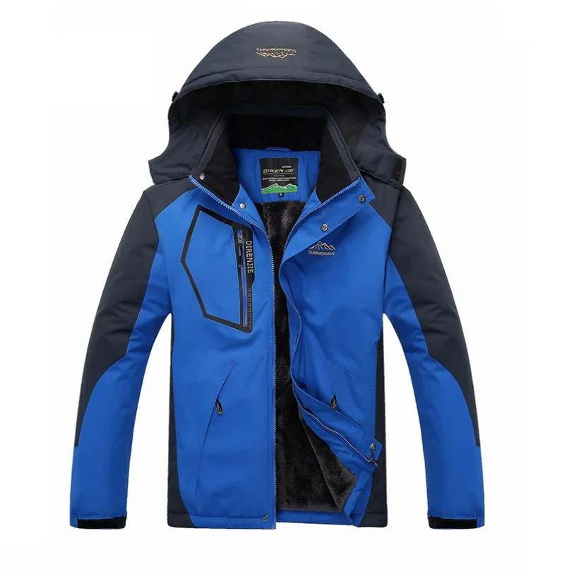 Мужская Зимняя парка Лидер продаж флисовая куртка водонепроницаемое пальто теплая верхняя одежда мужская зимняя куртка с капюшоном размера плюс 4XL 5XL Анорак черный синий красный - Цвет: Синий