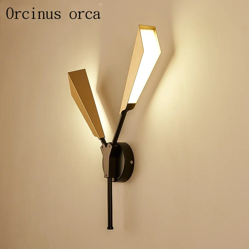 

Nordic fashion creative bamboo leaves wall lamp living room corridor bedroom bedside lamp modern light luxury iron LED wall lamp