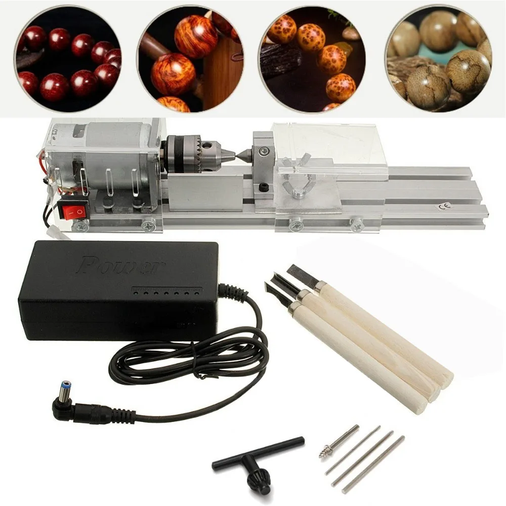 Mini Lathe Beads Machine Woodworking DIY Lathe Polishing Cutting Mini