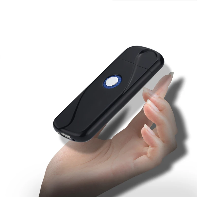 High-end small gift button LED light fingerprint touch USB charging lighter metal windproof two-sided ignition | Дом и сад
