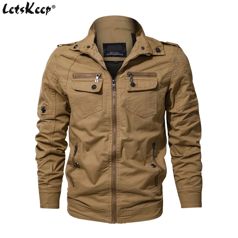 LetsKeep M 6XL Autumn Army Bomber Jacket Men Cotton Military Jackets