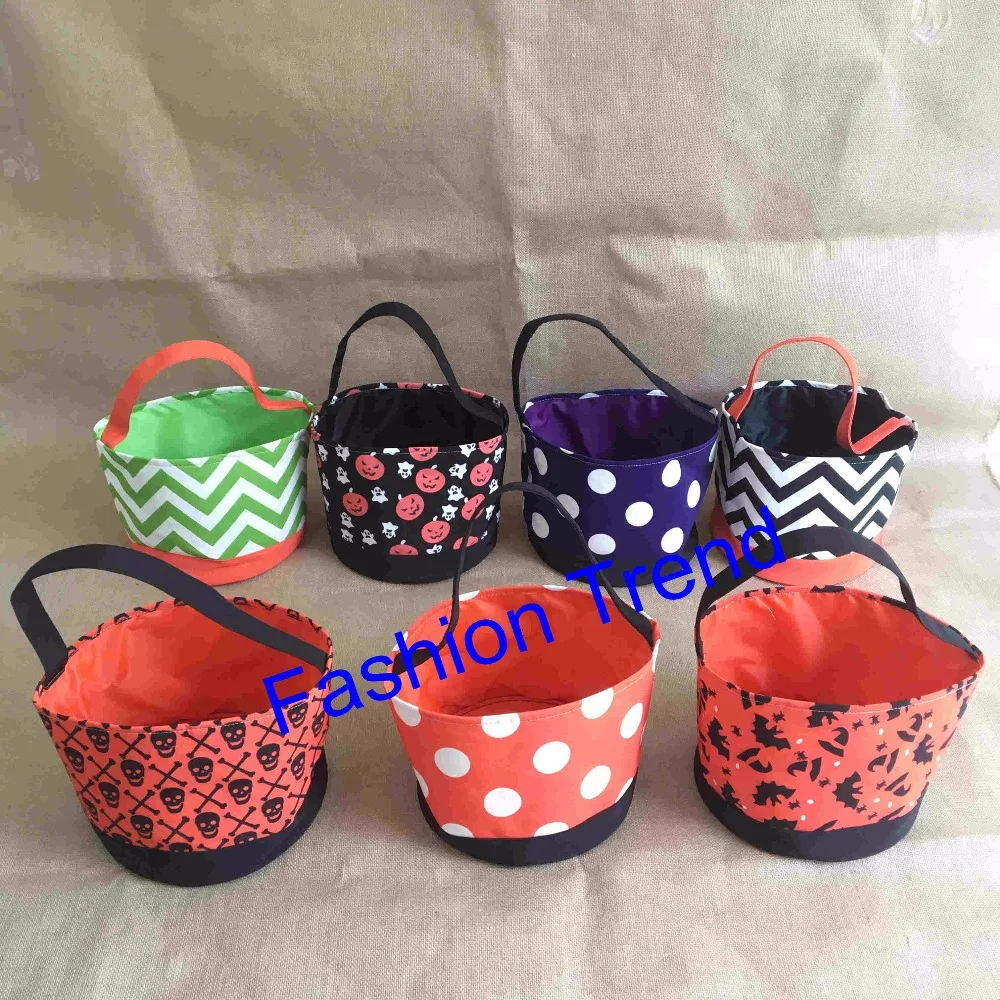

10pcs/lot free shipping Multi Chevron Dot Skull Pumpkin Chevron Microfiber Halloween tote gift holder Halloween Sack for kids
