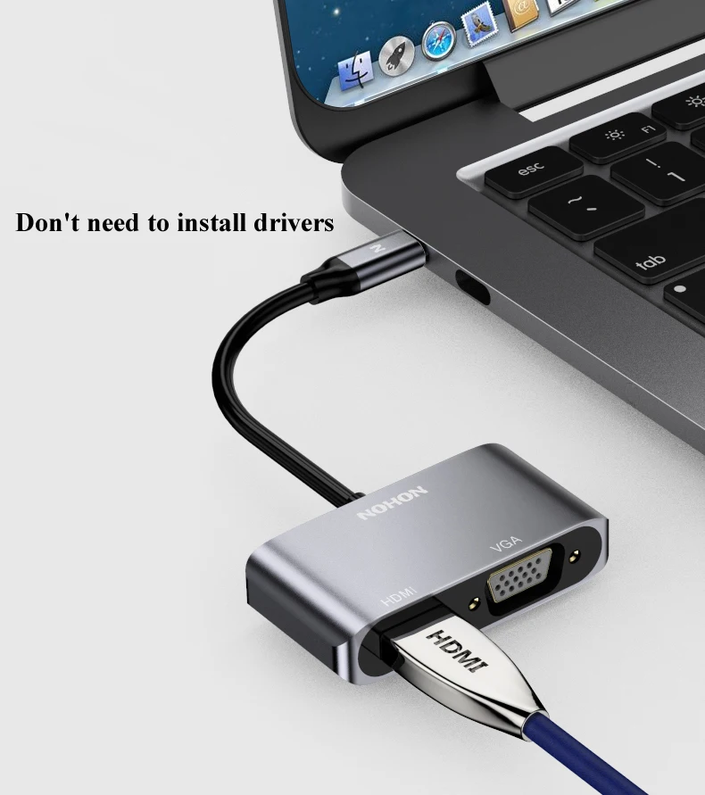 Nohon USB Type C HUB to HDMI VGA Adapter for MacBook Samsung Galaxy S9 Note 9 Huawei P20 Pro Mate 20 X Pro Laptop Type-C USB HUB Details (06)