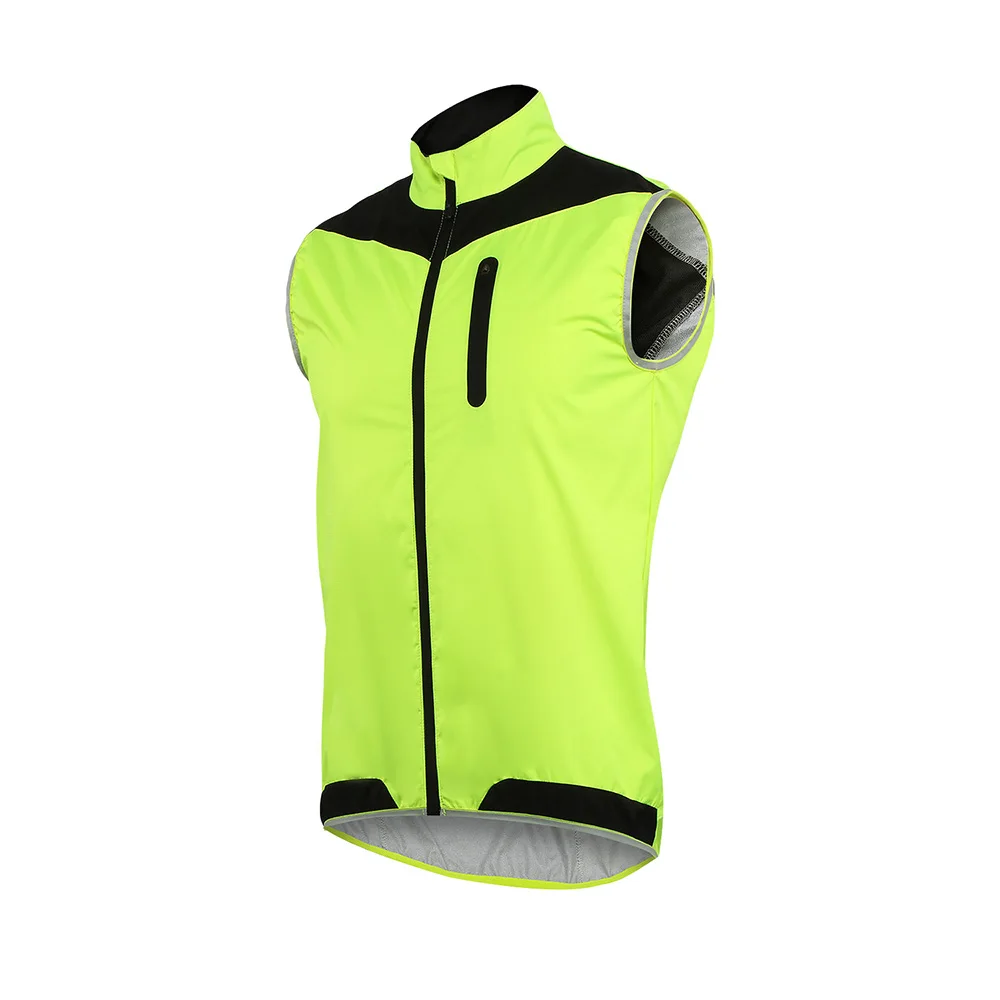 ARSUXEO куртки для велоспорта жилеты для велоспорта MTB велосипедные жилеты без рукавов на молнии дышащие топы для бега ветрозащитные водонепроницаемые - Цвет: Зеленый