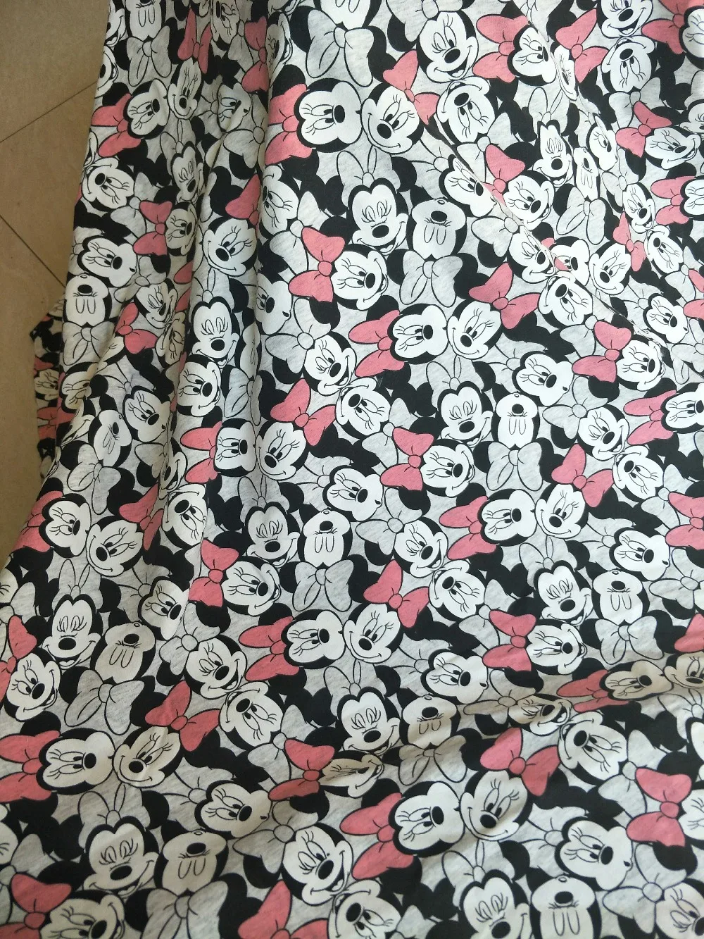 50*180 м розовая утепленная махровая вязанная хлопковая ткань с Минни для Лоскутная Ткань DIY швейная Толстовка для маленьких девочек, рубашка, одежда