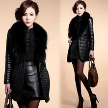 2018 women new Autumn and winter new imitation fur coat fox fur collar PU leather women's long coat trench coat 2018 women new Autumn and winter new imitation fur coat fox fur collar PU leather women's long coat trench coat