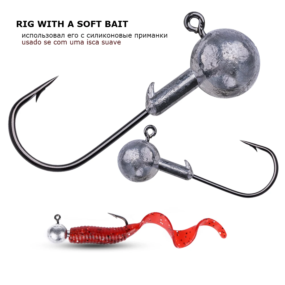 Hameçon plombé Jig Head 1g à 20g pour leurres souples - 20 à 50 pièces pour