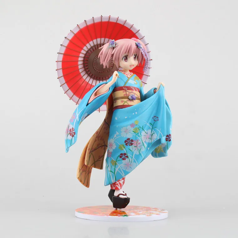 

Japanese Anime 21cm Japanese anime Puella Magi Madoka Magica Action Figure Cute Kaname Madoka Toy Figure PVC Model Kimono
